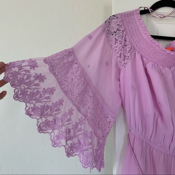 River Island Purple Lace Ruffle Mini Dress Medium - Picture 4 of 7